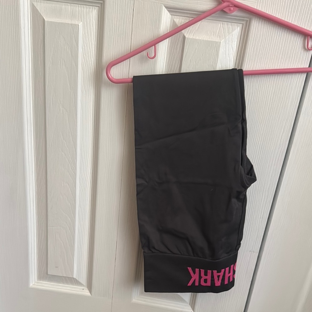 Gymshark Black Leggings with Pink Logo